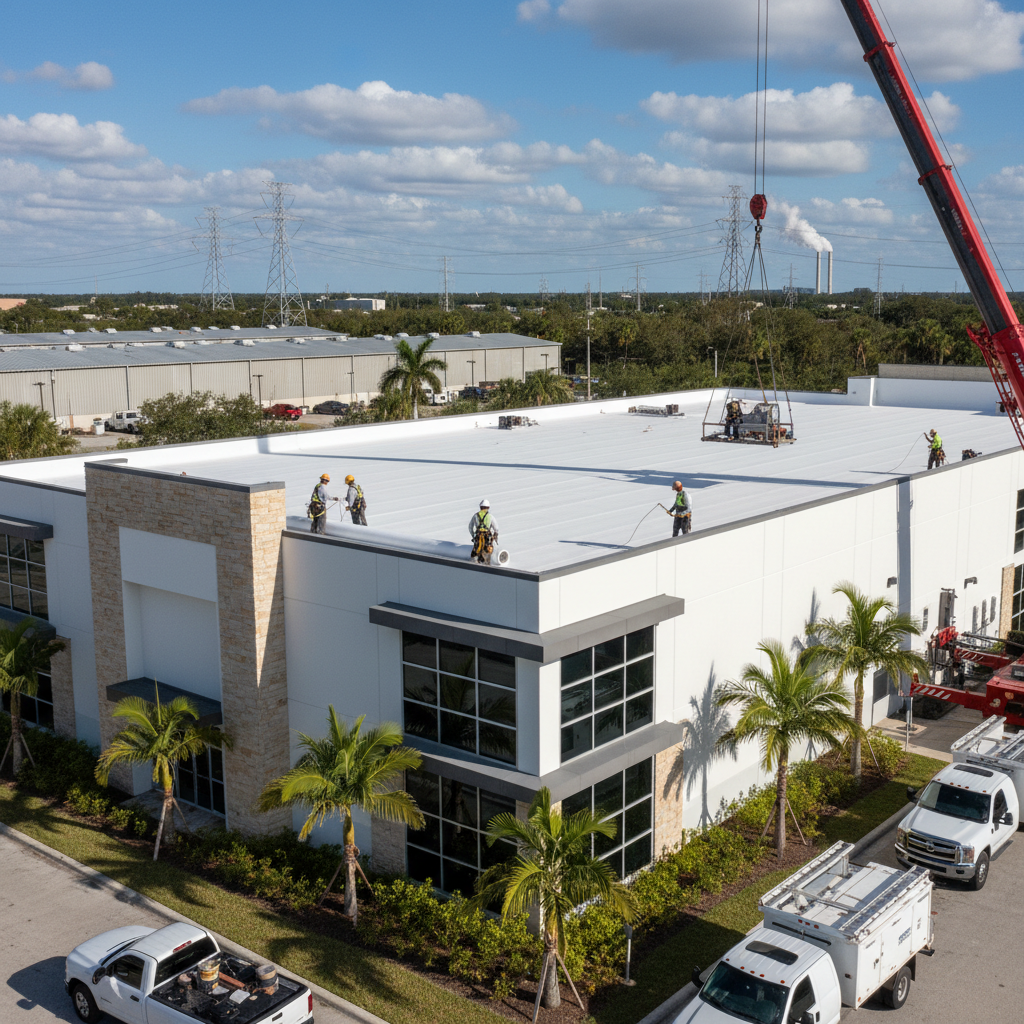 Flat commercial roof installation