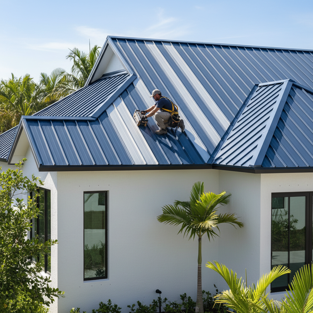 Metal roof installation on Florida home
