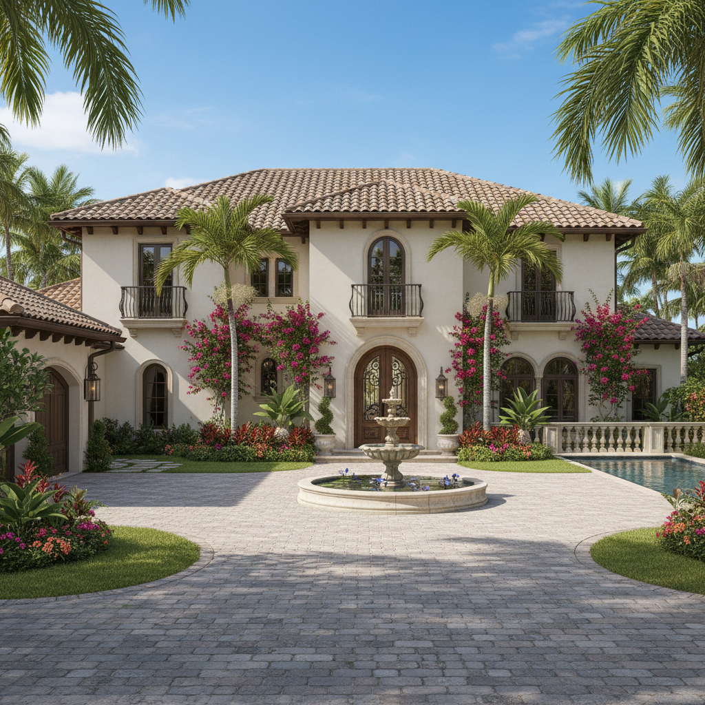 Tile roof on Florida Mediterranean home